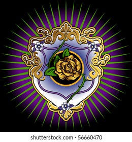 emblem with golden rose