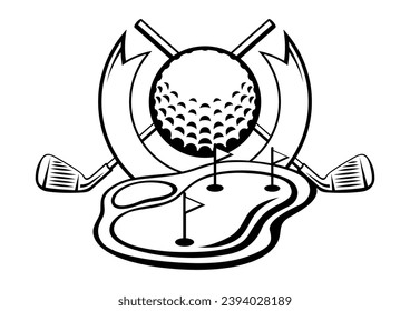 Emblem with golf symbols. Sport club label or emblem.