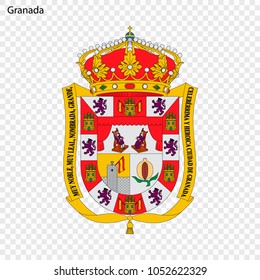 Emblem of Granada. City of Spain. Vector illustration