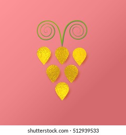 Emblem of the Grape with Golden Texture Made in Flat Style. Vector EPS 10