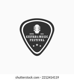 emblem guitar pick with guitar for western music festival