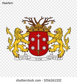 Emblem of Haarlem. City of Netherlands. Vector illustration