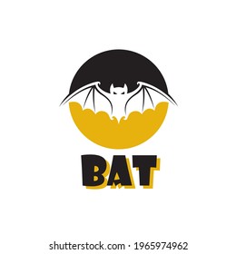 emblem of halloween flying bat isolated on white background