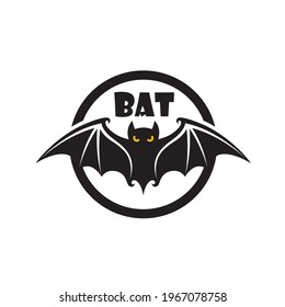 emblem of halloween flying bat isolated on white background