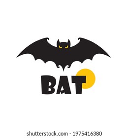 emblem of halloween flying bat isolated on white background