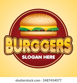 emblem hamburger comercial illustration and logo