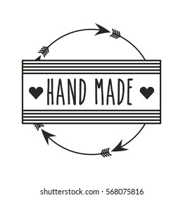 emblem of hand made concept with heart and arrows over white background. vector illustration