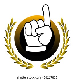 Emblem with hand in victory