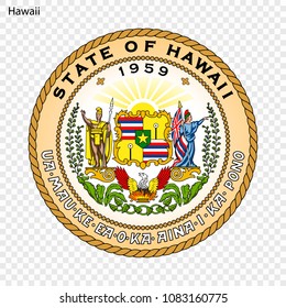 Emblem of Hawaii, state of USA. Vector illustration