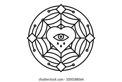 Emblem with heart eye and web