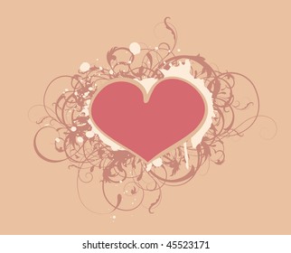 emblem with heart, vector