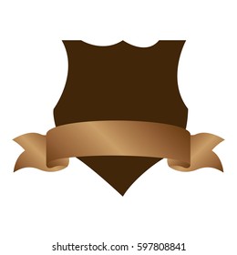emblem heraldic with label and brown background vector illustration