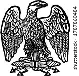 An emblem in heraldry, war, and legend. The eagle, borne upon a spear, was used by the Persians as a standard in the battle of Cunaxa, B. C. 401. The Romans used eagles, carried in the same way