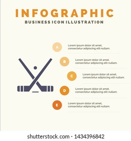 Emblem, Hockey, Ice, Stick, Sticks Solid Icon Infographics 5 Steps Presentation Background