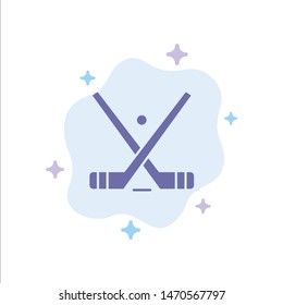 Emblem, Hockey, Ice, Stick, Sticks Blue Icon on Abstract Cloud Background. Vector Icon Template background