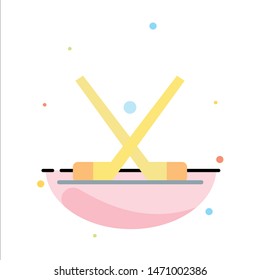 Emblem, Hockey, Ice, Stick, Sticks Abstract Flat Color Icon Template. Vector Icon Template background