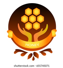 Emblem for honey. Vector illustration. 
