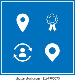 emblem icon. 4 emblem vector set. refresh user sign, pin and insignia and ribbon icons for web and design about emblem theme