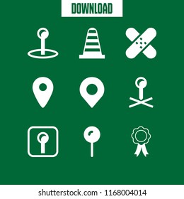 emblem icon. 9 emblem vector set. insignia and ribbon, pin and patch icons for web and design about emblem theme