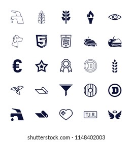 Emblem icon. collection of 25 emblem filled and outline icons such as wings, tap, sandwich and apple, plant, torch, carpet. editable emblem icons for web and mobile.