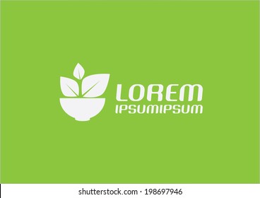 emblem icon ecology, vegetarian, white