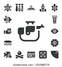 emblem icon set. 17 filled emblem icons.  Collection Of - Turtle, Fish, Give love, Rifle, Surf, Torch, View, Wheel, Tie, Campfire, Mountain, Music store, Rocket launch, Pizza