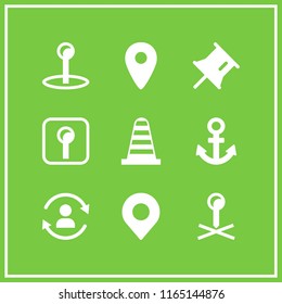 emblem icon. This set with pin, refresh user sign and anchor icon vector icons for mobile and web
