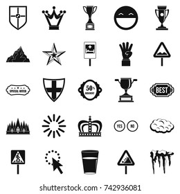 Emblem icons set. Simple set of 25 emblem vector icons for web isolated on white background