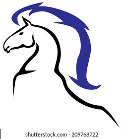 Emblem image of a beautiful horses muzzle with long mane