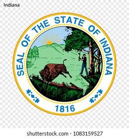 Emblem of Indiana, state of USA. Vector illustration