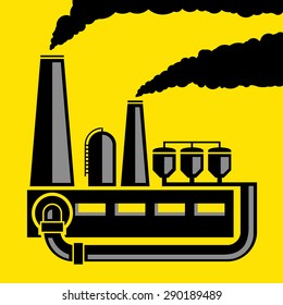 Emblem of industrial factory. Flat design. Stock Vector.