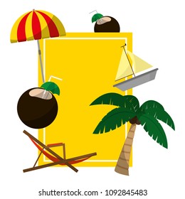emblem with island things activities style