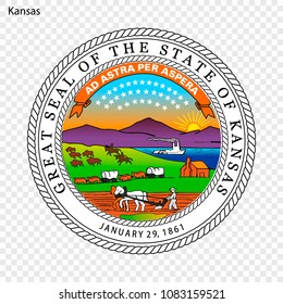 Emblem of Kansas, state of USA. Vector illustration