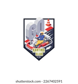 emblem karting club Go Kart racing vector illustration design