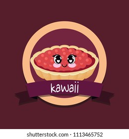 emblem with kawaii icon
