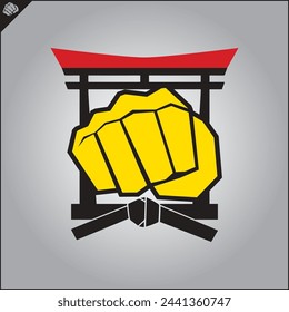 Emblem of kyokushin karate. Martial art colored symbol, logo creative design emblem. Vector.