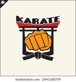 Emblema del karate kyokushin. Símbolo de color de arte marcial, logotipo de diseño creativo emblema. Vector.