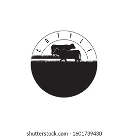 Emblem Label logo design vector About Cattle Angus Beef.	