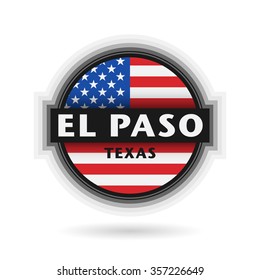 Emblem or label with name of El Paso, Texas, vector illustration