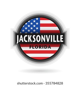 Emblem or label with name of Jacksonville, Florida, vector illustration