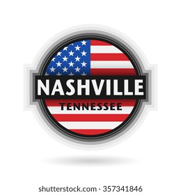 Emblem or label with name of Nashville, Tennessee, vector illustration