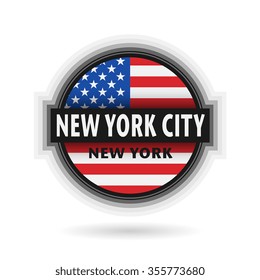 Emblem or label with name of New York City, New York, vector illustration
