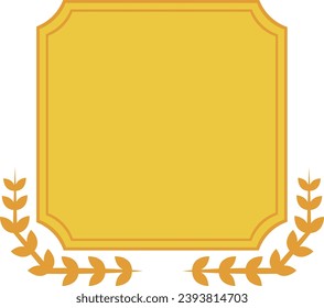 emblem with laurel and square frame