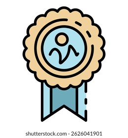 Emblem learning icon. Outline emblem learning vector icon color flat isolated