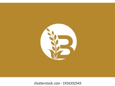 Emblem Buchstabe B Linkes Monogramm Golden Laurel Logotype