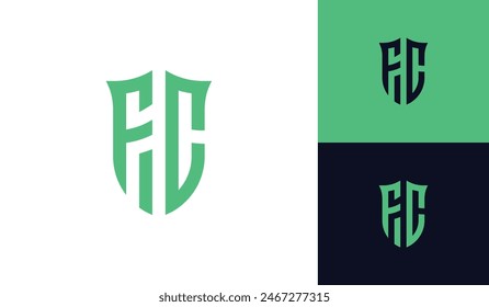 Emblem letter FC initial shield soccer football esport logo design