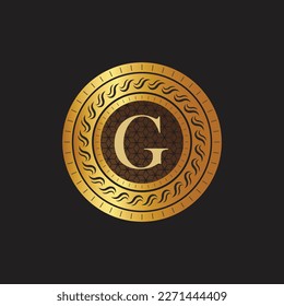 Emblem Letter G Weaving Circle Monogram Graceful Template. Simple Logo Design for Luxury Crest, Royalty, Business Card, Boutique, Hotel, Heraldic