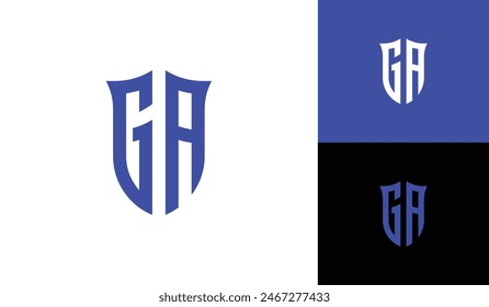 Emblem letter GA initial shield soccer football esport logo design