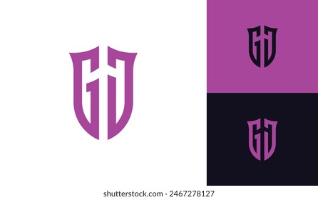 Emblem letter GJ initial shield soccer football esport logo design