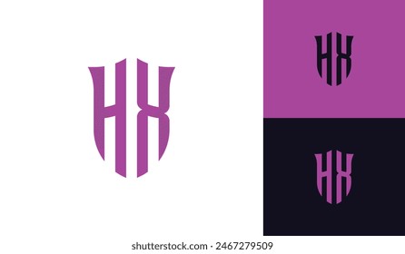 Emblem letter HX initial shield logo design